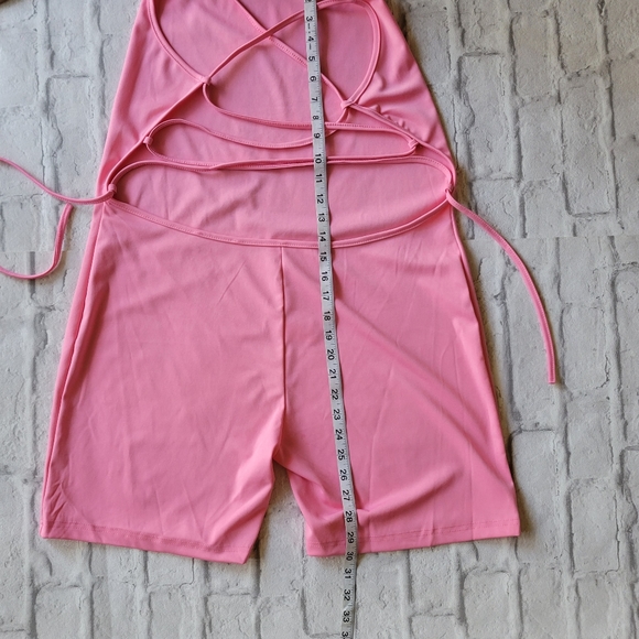 Bubble Gum pink tie up one piece romper size 3X - Picture 4 of 8
